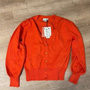 Women's Orange Cardigan Sweater